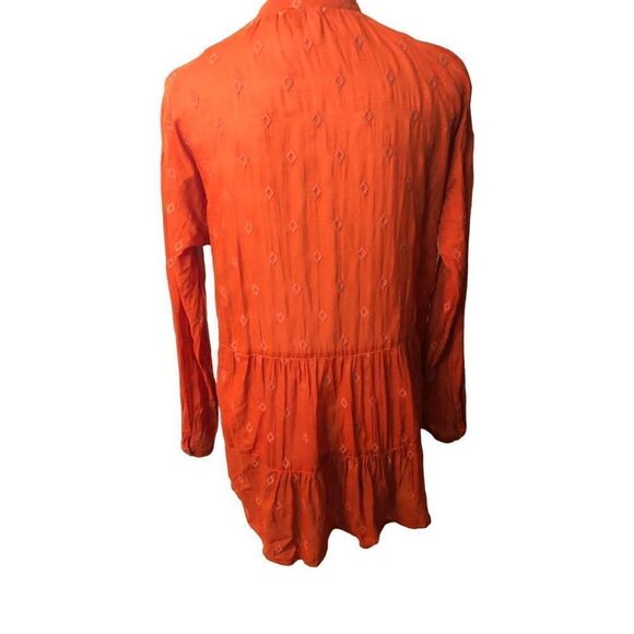 Anthropologie Pilcro harvest orange tiered tunic with metal button accents down - Picture 12 of 16